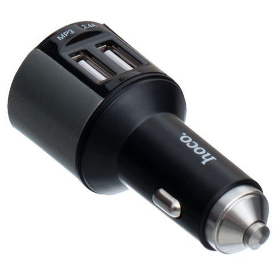 АЗП FM модулятор Hoco E19 (2USB 2.4А) Чорний / Сірий | Зображення 1