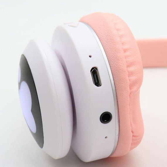 Навушники бездротові з котячими вушками VZV-23M, Рожеві / Дитячі навушники з мікрофоном та кольоровим підсвічуванням / Bluetooth | Зображення 6