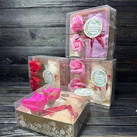 Романтичний подарунок: мильні троянди + плюшевий ведмедик 14*14*5cm, 25-810 | Зображення 5