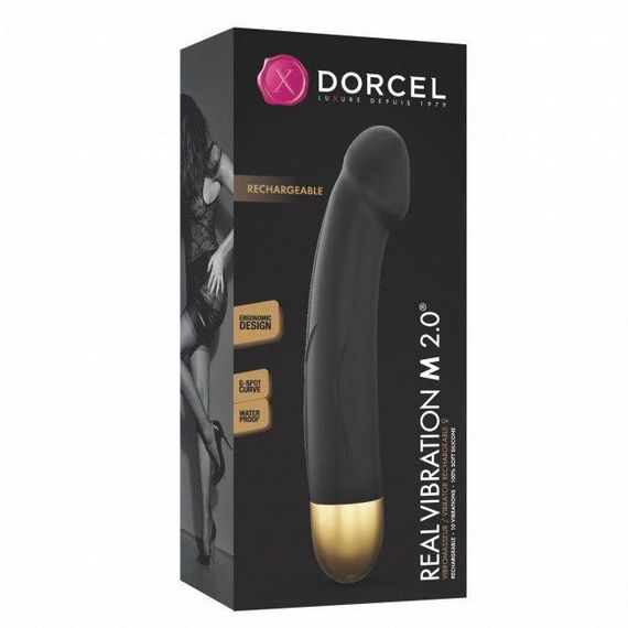 Вібратор Dorcel Real Vibration M Gold 2.0: Розкішна G-spot стимуляція, "Реальна Вібрація", 3,7см, Чорний | Зображення 4