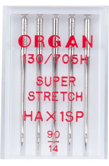 Голки швейні для стрейча, лайкри ORGAN SUPER STRETCH №90 пластиковий бокс 5 штук для побутових швейних машин