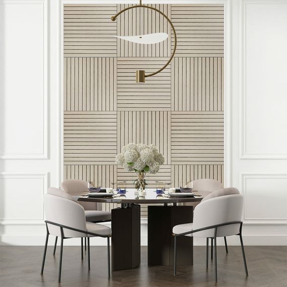 Покриття вінілове самоклеюче 3D рейки дуб перлинний пісок 600*600*2,8мм (D) SW-00002200 | Зображення 5