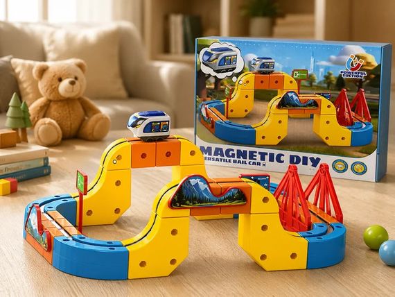 Магнітний конструктор-поїзд Magnetic DIY Rail Car WX2701 66 деталей | Зображення 2