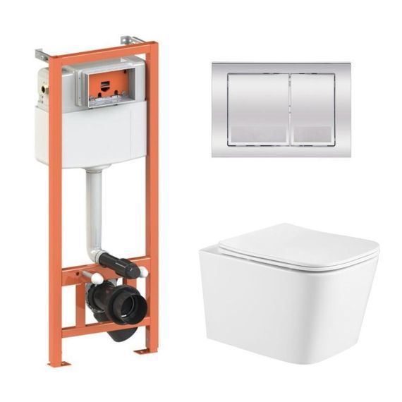 Готове рішення Qtap для ванної кімнати: підвісний унітаз Crow Ultra Quiet 490x360x290 + комплект інсталяції Nest 4 в 1