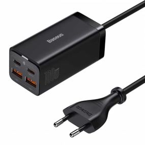 Мережевий зарядний пристрій Baseus GaN3 Pro Desktop Powerstrip AC+2U+2C 100W EU Black (With Mini White Cable