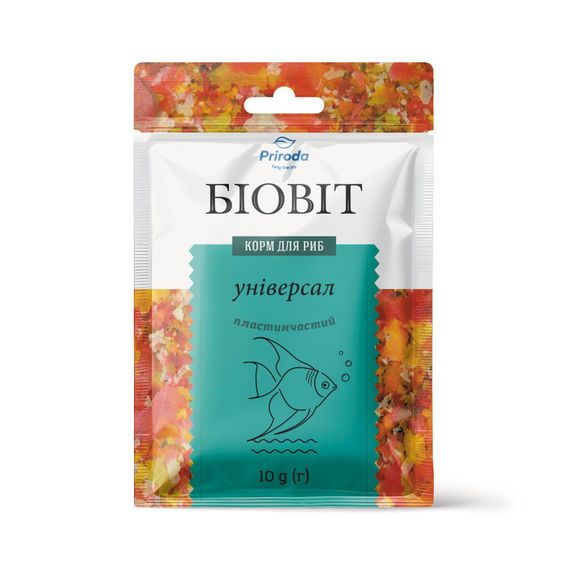 Корм Природа Біовіт Универсал для цихлід та яскраво-забарвлених риб пластинчатий 10 г
