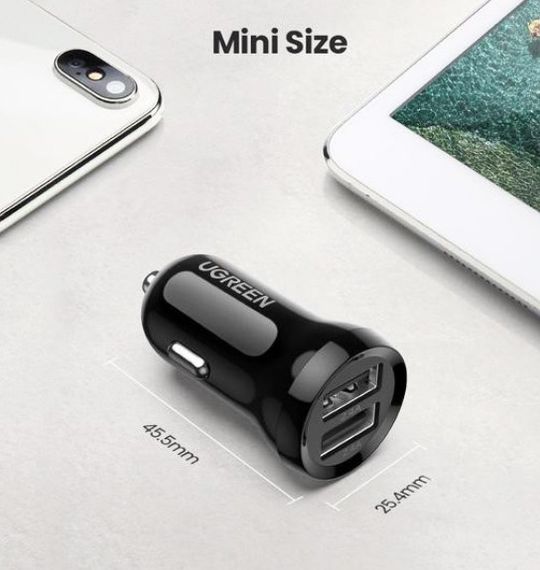 Автомобильное зарядное устройство Ugreen ED018 24W 2xUSB Charger Черный | Зображення 1