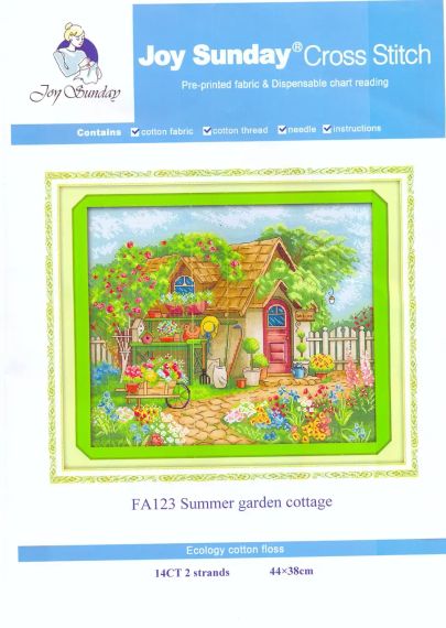 Набір для вишивання за нанесеною на канву схемою "Summer garden cottage"  AIDA 14CT printed, 44*38 см | Зображення 1