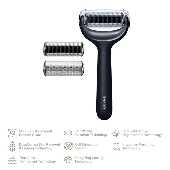 Електронний ролер для обличчя та тіла з мікроголками GESKE MicroNeedle Face&Body Roller 8в1 black | Зображення 1