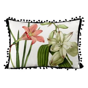 Подушка из мешковины с помпонами Flowers 45x32 см (43PHBP_FLORA003)