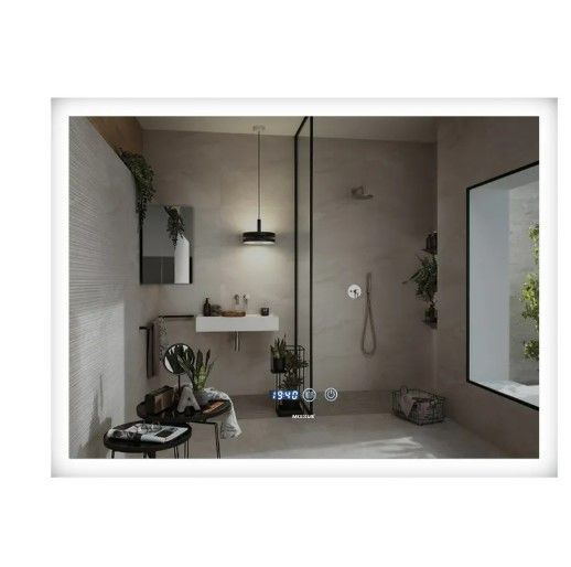Дзеркало Mixxus FLAT MR04-100x80 з LED Touch, Anti-fog, димером, регулюванням яскравості, годинником (MI6927)
