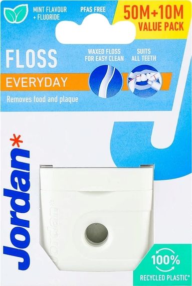 Зубна нитка з фтором та м`ятою Jordan Everyday floss (50м), двошарове покриття віском | Зображення 2