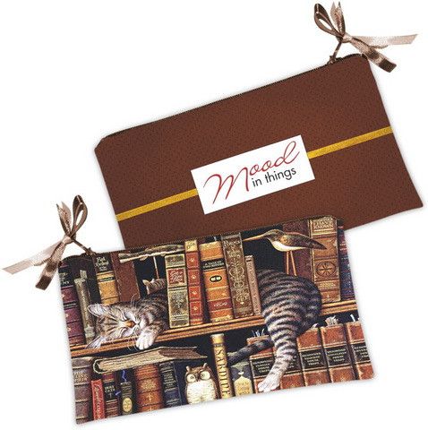 Косметичка жіноча Кот в книгах 20х12 см (K_KC019)