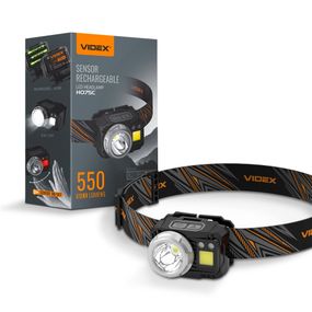 Ліхтарик LED налобний 500Lm 5000К 3*AAA чорний VLF-H075C Videx