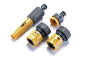 Набор: насадка-распылитель, коннекторы 3/4: 3/4 аквастоп , 3/4, адаптер 1/2+3/4 СИЛА