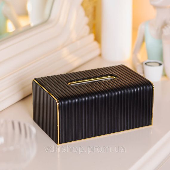 Серветниця з еко шкіри 21.5х13х9 см органайзер для кафе і ресторанів Чорний HP-3-203B | Зображення 3