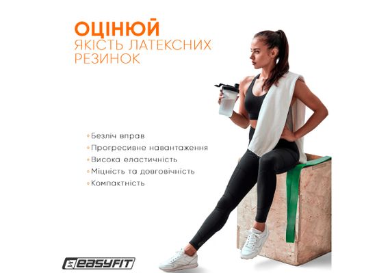 Гумова петля-еспандер Easyfit Origin 19-65 кг гумка для підтягувань, фітнесу та тренувань Зелена (EF-2654-5) | Зображення 2