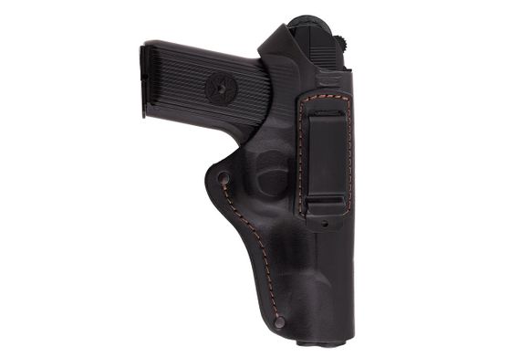 Кобура ТТ поясная + скрытого внутрибрючного ношения формованная с клипсой (кожа, чёрная) MAS | Зображення 3