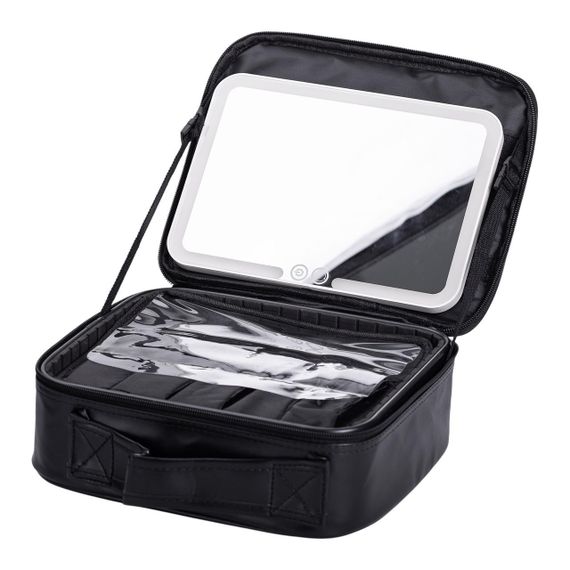 Органайзер косметичка из эко кожи с зеркалом и подсветкой 26×22×9 см HP-10-2AB | Зображення 4