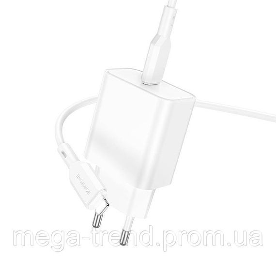 Адаптер мережевий BOROFONE Type-C to Lightning Cable Power single port charger set BA71A |1Type-C, 20W/3A, | Зображення 4