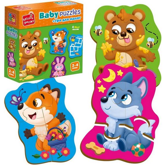 Детские развивающие картонные пазлы "Лесные звери" VT1722-26 с игрой | Зображення 2