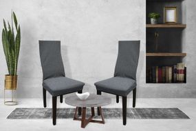 Жакардові чохли на стільці Kora без спідниці Темно-сірі