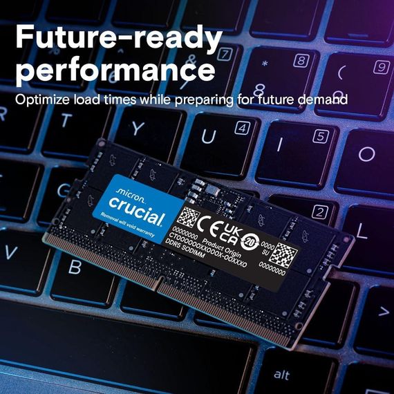 Оперативная память Crucial DDR5 16 ГБ 4800 МГц SODIMM CL40 для ноутбука и мини ПК CT16G48C40S5 для компьютера | Зображення 2