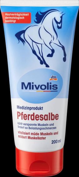 Кінська мазь "Mivolis" для зняття болю у м'язах від перенапруження, 200 мл., Німеччина