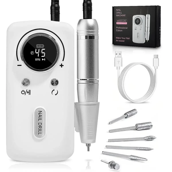 Фрезер для маникюра и педикюра Nail Polisher Machine / Портативный аккумуляторный фрезер  6в1 45000 об/мин | Зображення 3