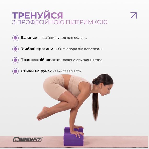 Блок для йоги цегла для занять фітнесом опора для асан аксесуар для розтяжки та балансу піна EVA | Зображення 4