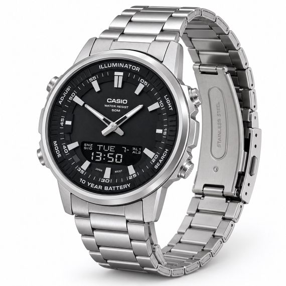 Класичний Чоловічий годинник Casio AMW-880D-1A стальний, водонепроникний, Японія