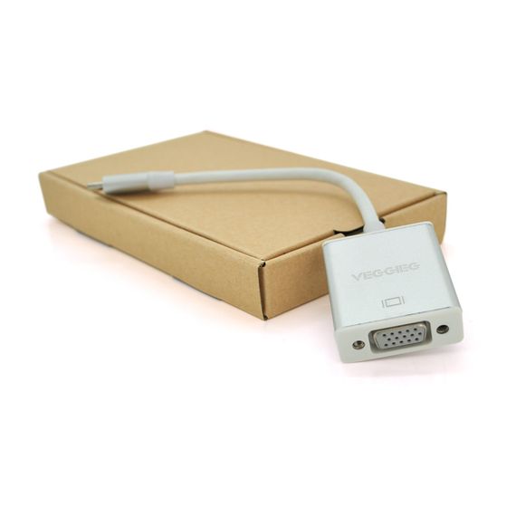 Хаб-конвертор VEGGIEG Type-C (тато) на VGA (мама), 10см, Silver, Box