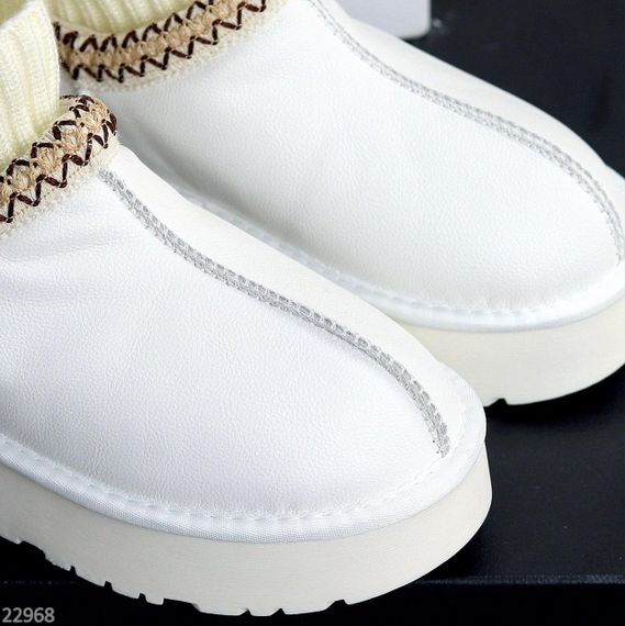 Белые низкие угги с текстильным манжетом натуральная кожа флотар | Зображення 7