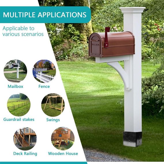 Опорный кронштейн для квадратных деревянных столбов, опора столба втулка на землю винтовая 92 x 92 мм 1 шт | Зображення 6