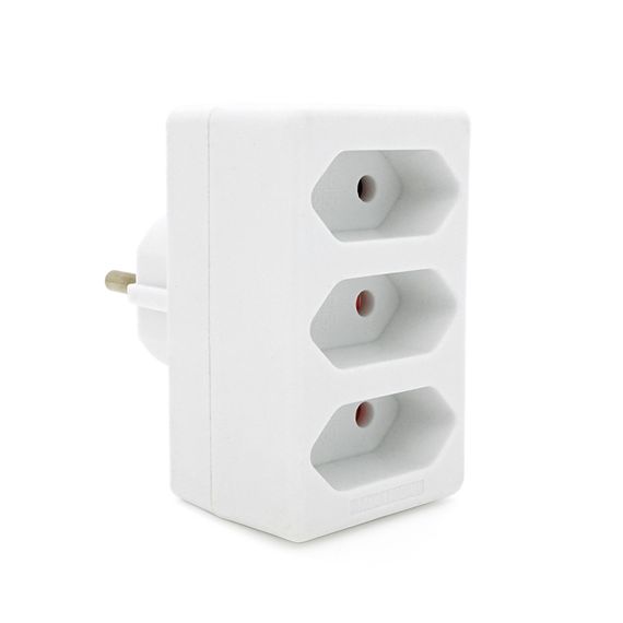 Розетка трійник без заземлення SQ-ZDB01/3, 3x2.5A(10A) 250V~Max, 1700W, White, 2Р, Q100