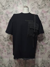 Футболка мужская трикотажная черный oversize унисекс 48
