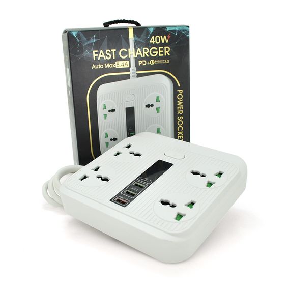Мережевий фільтр TB-Т18, 4 розетки + 2 USB + PD, 2 м, перетин 3х0, 75м арт.21816 | Зображення 1