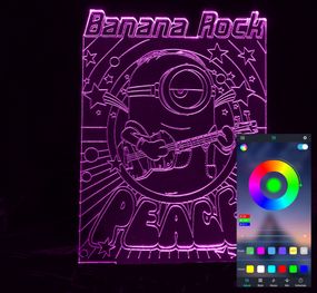 Акриловий світильник-нічник керування з телефона Миньон Банана рок tty-n001261