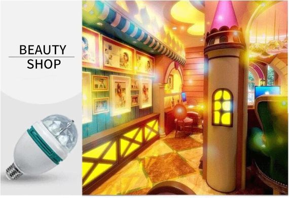 Диско лампа Ball RHD-15 LY 399 • Светодиодная вращающаяся диско-лампа Ball RHD-15 LY 399 E27 RGB для вечеринок и праздников | Зображення 1
