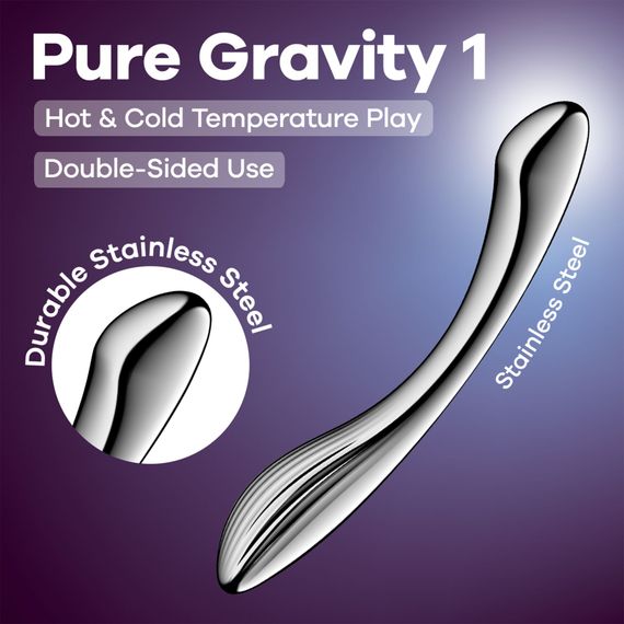 Металевий дилдо Satisfyer Pure Gravity 1, двосторонній, можна нагрівати й охолоджувати, 939 г | Зображення 5
