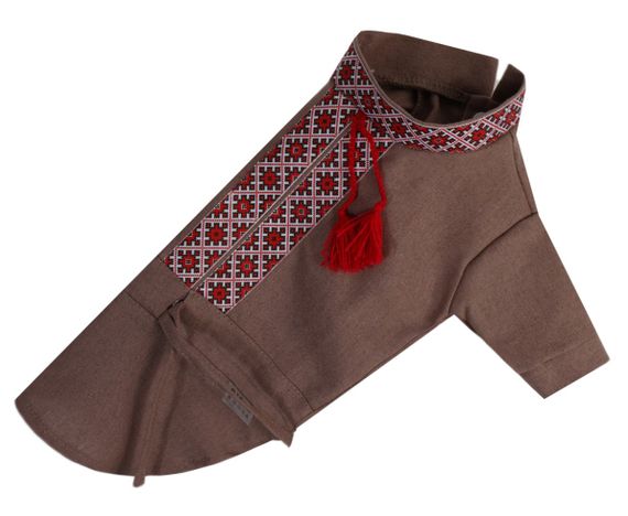 Вишиванка з китицями коричнева RUB-59 | Зображення 1