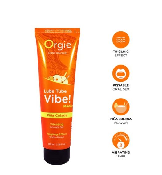 Лубрикант з ефектом вібрації Orgie Lube Tube Vibe! Medium Pina Colada, піна колада, 100 мл | Зображення 2