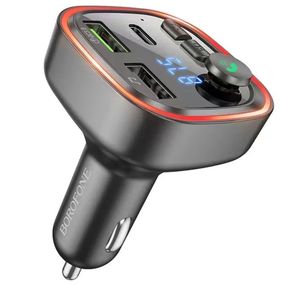АЗП FM модулятор Borofone BC48 Broad 18W+QC3.0 (2USB-A/1C) Black