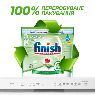 Таблетки для посудомоечных машин Finish Power All in One 0% 40 шт. (5900627092424) | Зображення 3