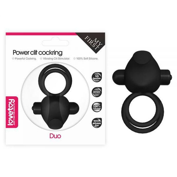 Ерекційне віброкольцо Power Clit Cockring, Black Sex Aura
