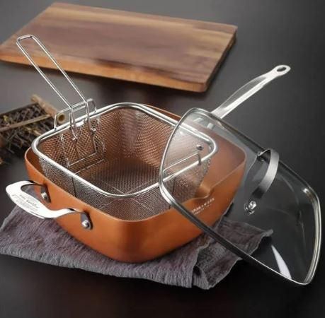 Сковорідка фритюрниця пароварка з кришкою 24 см TOP Kitchen TK00091