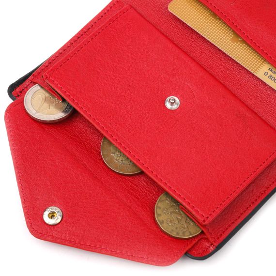 Классический горизонтальный женский кошелек с монетницей из натуральной кожи KARYA 21071 Черный | Зображення 4