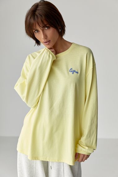 Лонг вільного фасону з написом - жовтий цвет, ONE SIZE (є розміри)