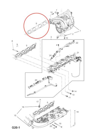 Прокладка впускного коллектора верхняя Мерива А 1.6 Elring (EL809890) | Зображення 1