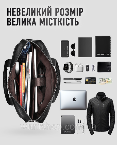 Сумка-портфель чоловіча шкіряна TM-60741 чорна | Зображення 8